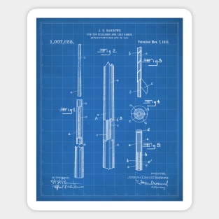 Pool Cue Patent - 9 Ball Art - Blueprint Sticker